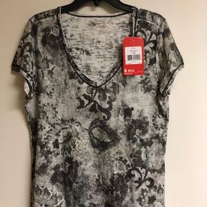 The North Face Large V Neck Shirt L Gray White Blk